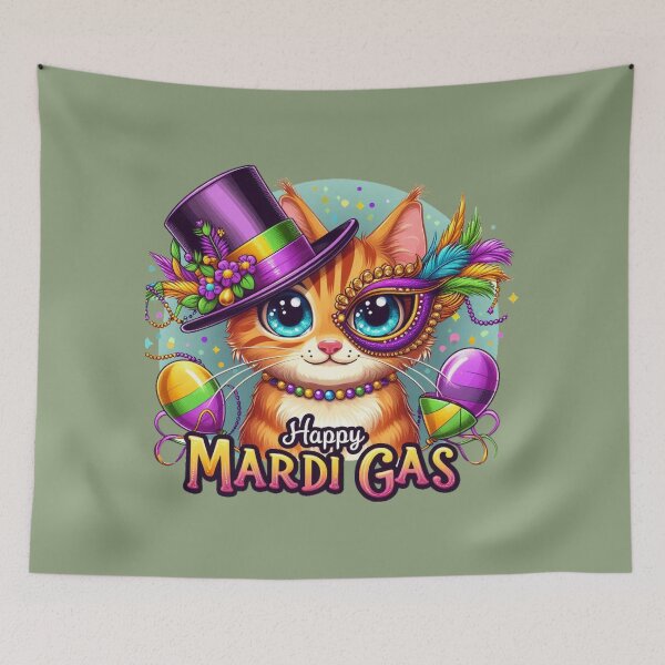 Item preview, Cat's Got the Mardi Gras Spirit designed and sold by Coollzone.