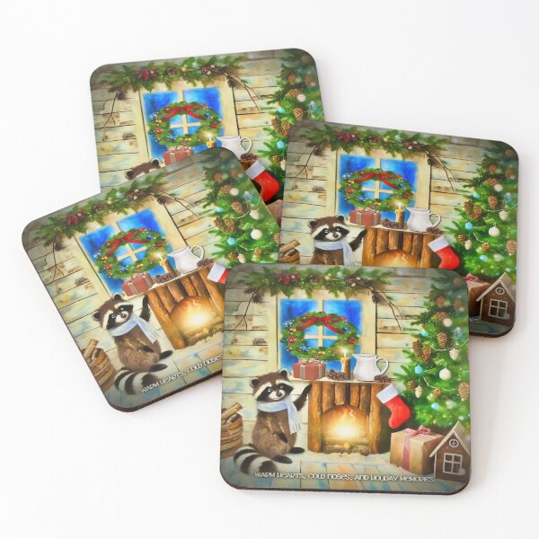 Item preview, Whimsical Holiday Raccoon by the Fire designed and sold by gleefulme.