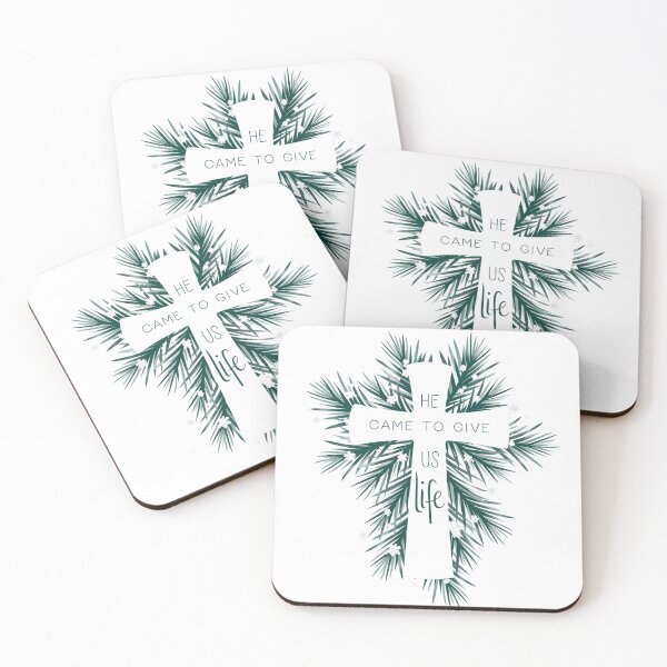 Item preview, He Came to Give Us Life – Cross and Pine Winter Scene designed and sold by digitalscrabble.