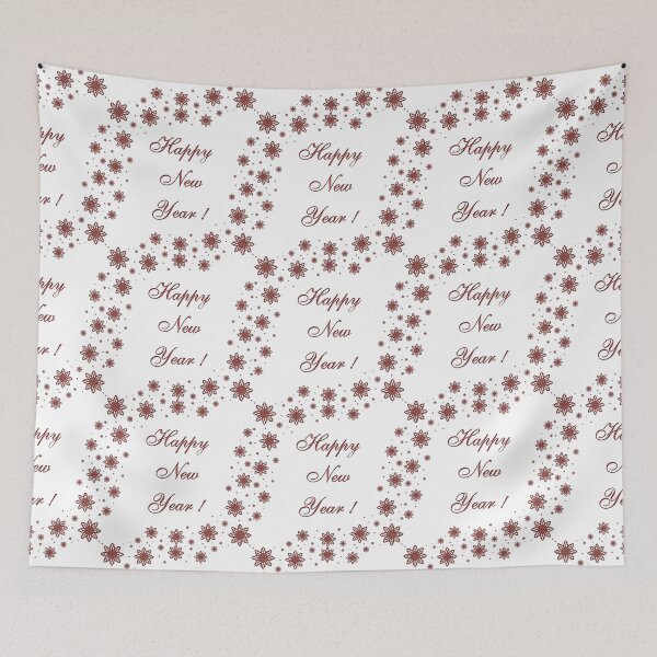 Item preview, Pattern with the inscription "Happy New Year !" with snowflakes of dark red color designed and sold by Cherevan.