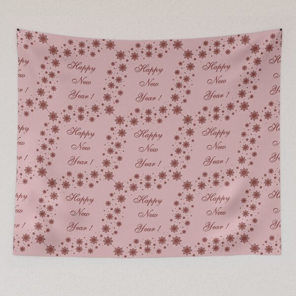 Item preview, Pattern with the inscription "Happy New Year !" with snowflakes of dark red color designed and sold by Cherevan.