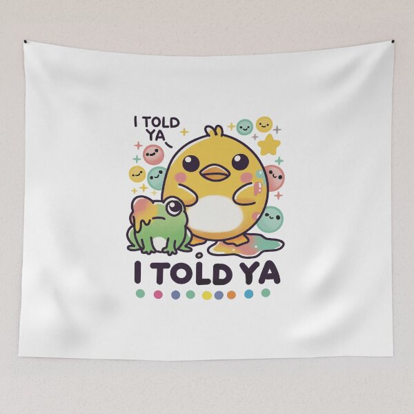 Item preview, The Adorable Chick and Its Colorful Frog Friend: “I Told Ya” Moment designed and sold by PieChocolate.