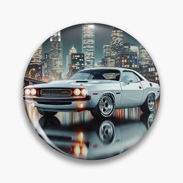 Item preview, "Classic White 1970 Challenger R/T Under City Lights – Retro Muscle Car T-Shirt" designed and sold by Mrpalaad.
