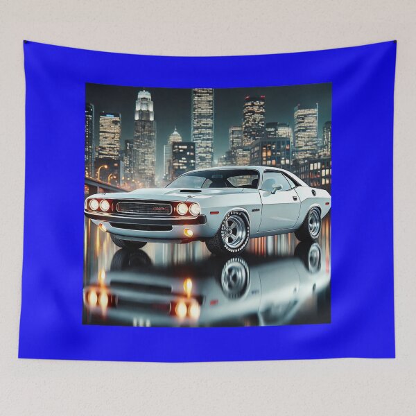 Item preview, "Classic White 1970 Challenger R/T Under City Lights – Retro Muscle Car T-Shirt" designed and sold by Mrpalaad.