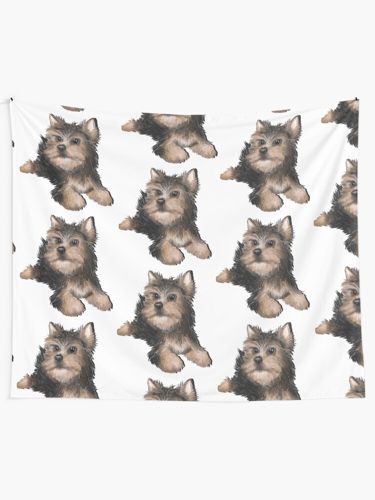 Alternate view of Alert Young Yorkshire Terrier Puppy Tapestry