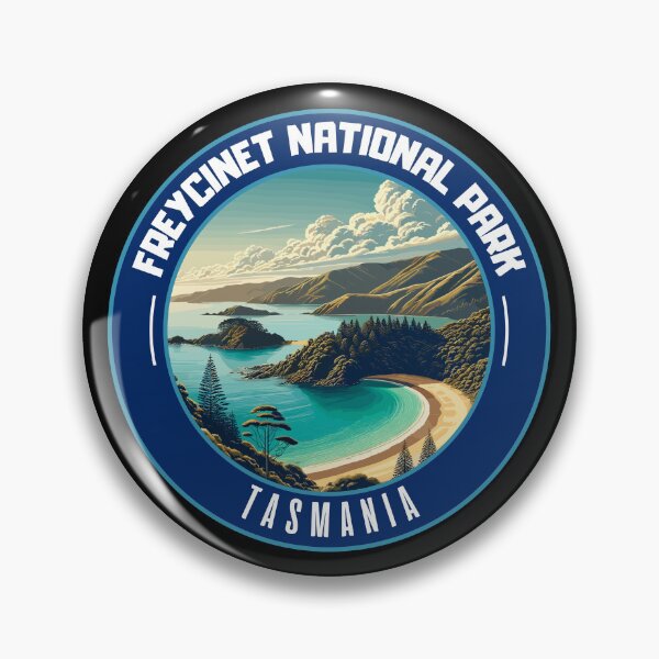 Item preview, Retro Freycinet National Park in Tasmania Australia Art Travel Badge designed and sold by MaateoDesign.