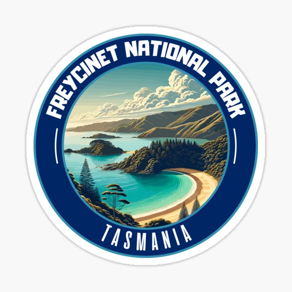 Item preview, Retro Freycinet National Park in Tasmania Australia Art Travel Badge designed and sold by MaateoDesign.