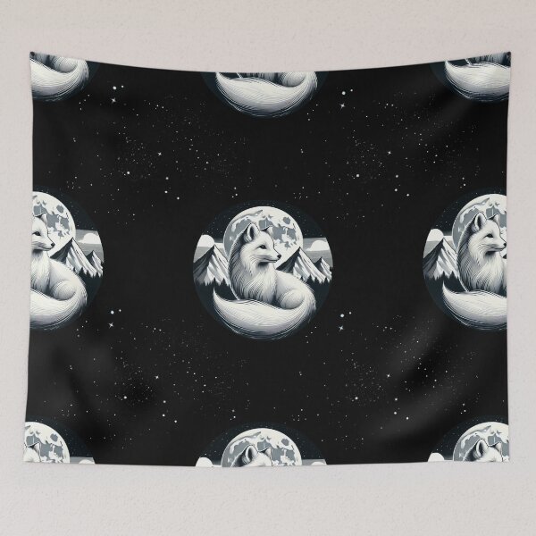Item preview, Celestial Fox with Mountain Moonlit Scene designed and sold by CritterManiaUK.