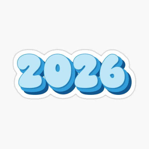 Item preview, 2026 Year - Twenty Twenty Six - Pale Blue - Bright Blue - Dark Blue - Ballon Letters - Bubble Typography - Class of 2026 - New Year 2026 designed and sold by TheIconShop.