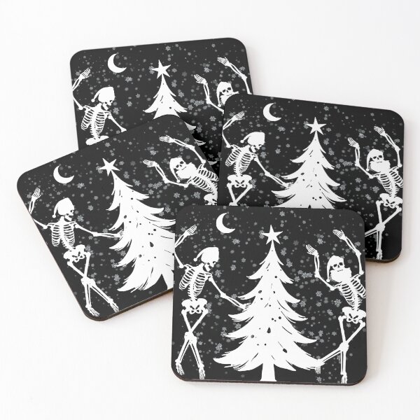 Item preview, Christmas Skeletons Dancing in Santa Hats Snow designed and sold by dchom.