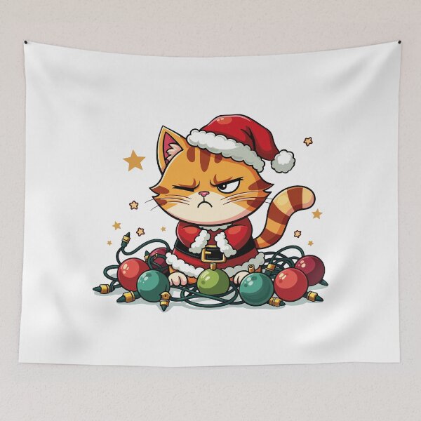 Item preview, Grumpy Christmas Cat with Baubles / cat christmas designed and sold by Krasnovaovaova.