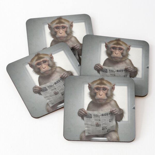 Item preview, Quirky Macaque Reading Newspaper designed and sold by vk09.