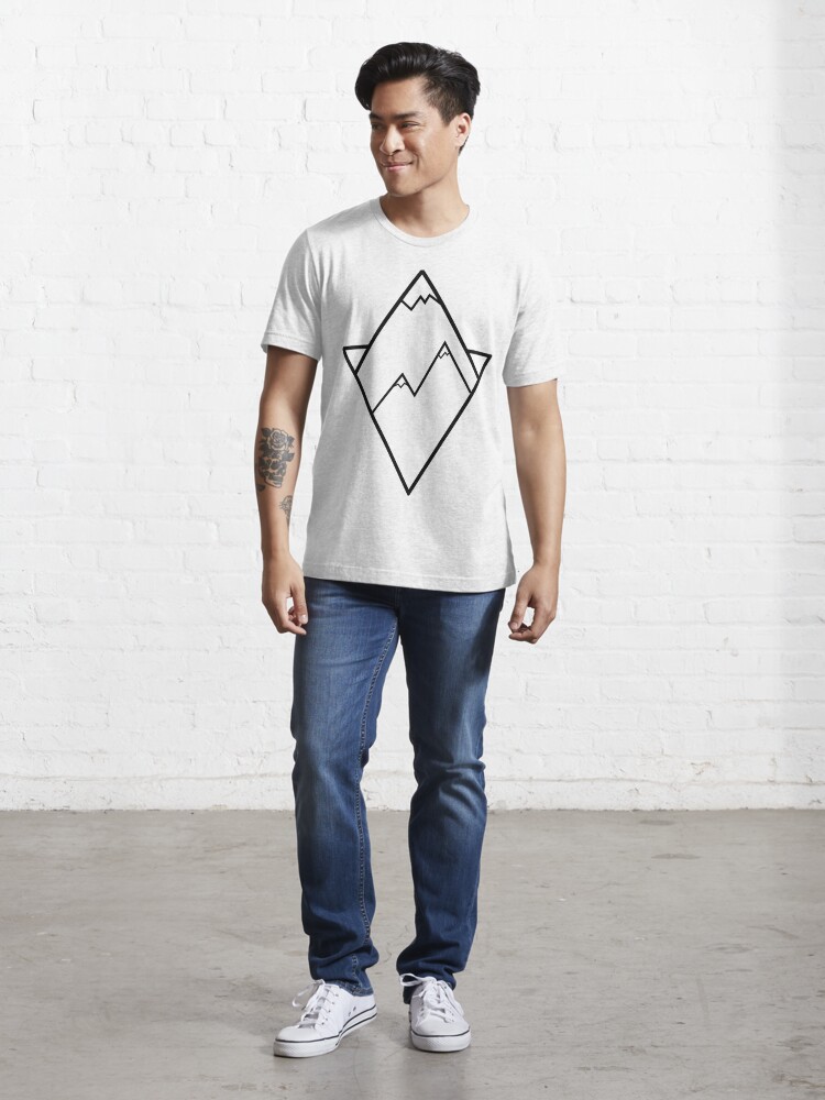 Geometric Sun and Moon Over Mountains Men's Fitted Short Sleeve T-Shirt Heather Grey / M