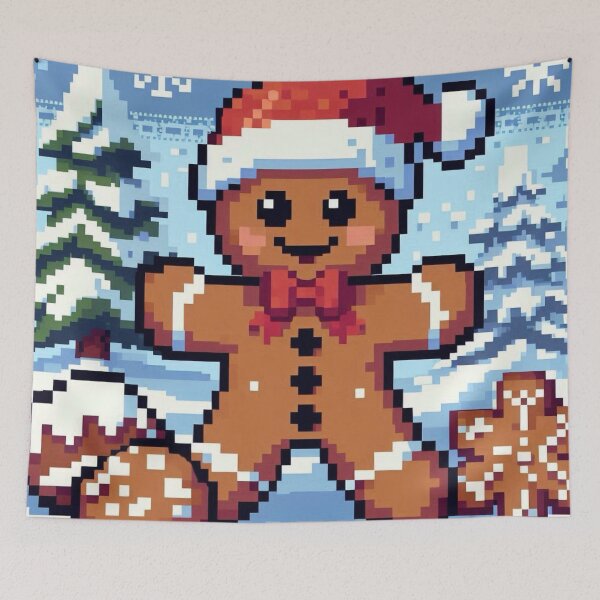 Item preview, Funny and cute pixelated Christmas gingerbread man, Holiday theme, festive cookie designed and sold by Sugar Wisdom .