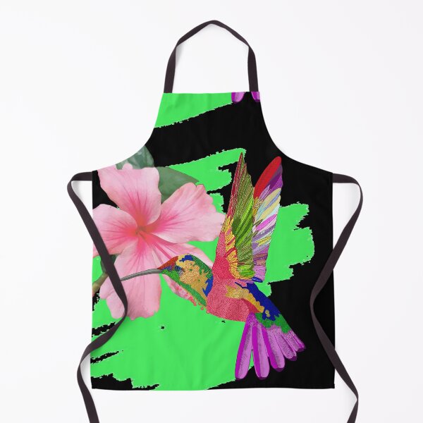Item preview, Bird Colibri - Peach colored tropical hibiscus pink black designed and sold by StudioViArt.