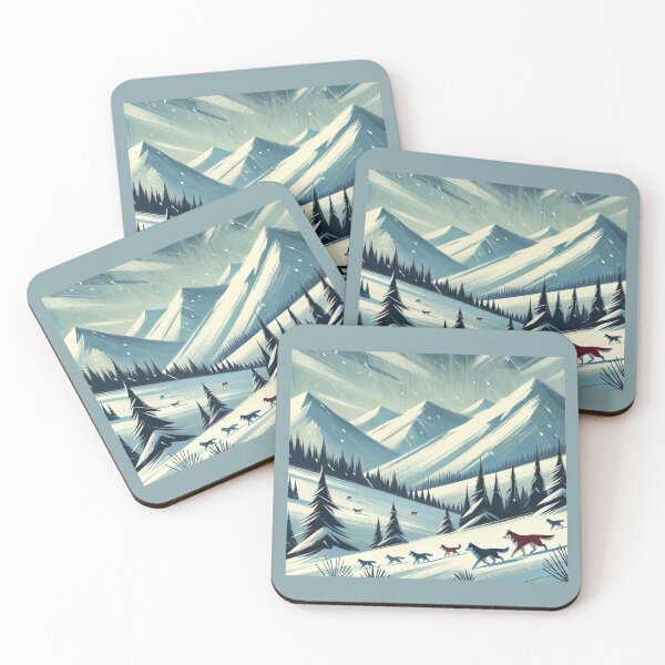 Item preview, Huskies in the snow fall, snowy winter landscape designed and sold by coloursforkids.