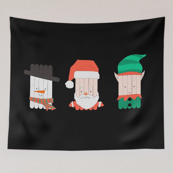 Item preview, Popsicle Stick Christmas Characters - Fun Holiday Art designed and sold by Inanimatus.