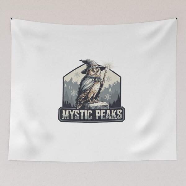Item preview, Mystic Peaks - Snowy Wizard Owl designed and sold by OldSchoolRetro.