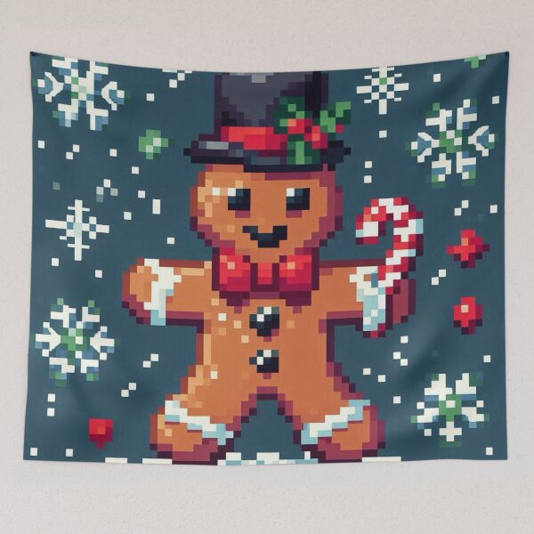 Item preview, Funny and cute pixelated Christmas gingerbread man, Holiday theme, festive cookie designed and sold by Sugar Wisdom .