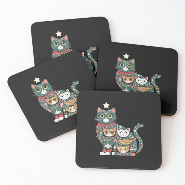 Item preview, Meowy Christmas Tree: Festive Feline Fun designed and sold by NEWDESINGS12.