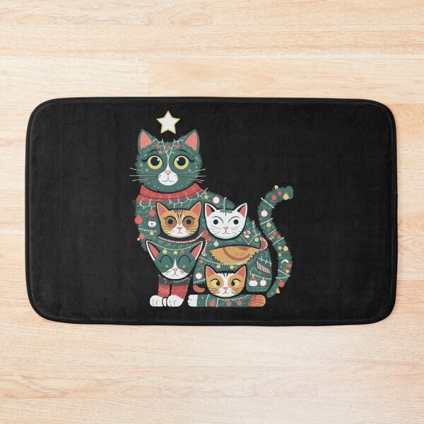 Item preview, Meowy Christmas Tree: Festive Feline Fun designed and sold by NEWDESINGS12.