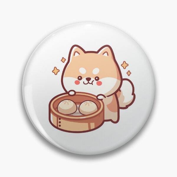 Item preview, Perro Shiba Inu kawaii comiendo felizmente albóndigas, bao, dim sum, lindo perro de dibujos animados. designed and sold by MurmurLab.