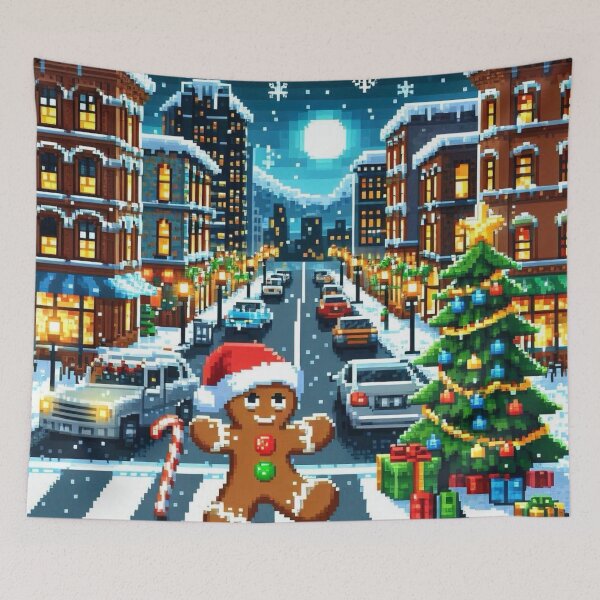 Item preview,  Funny and cute pixelated Christmas gingerbread man, Holiday theme, festive cookie designed and sold by Sugar Wisdom .