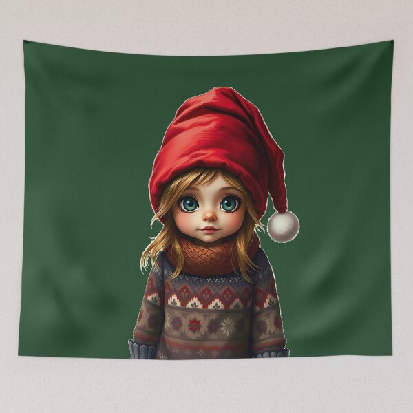 Item preview, Festive Christmas Gnome Girl with Santa Hat designed and sold by Pickmash.