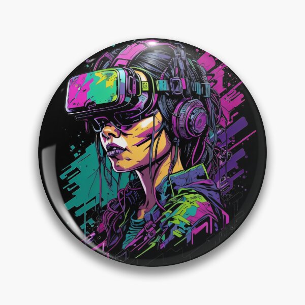 Item preview, Virtual Reality Cyberpunk Girl - Vibrant Futuristic Neon Illustration designed and sold by Kaboom-Tees.