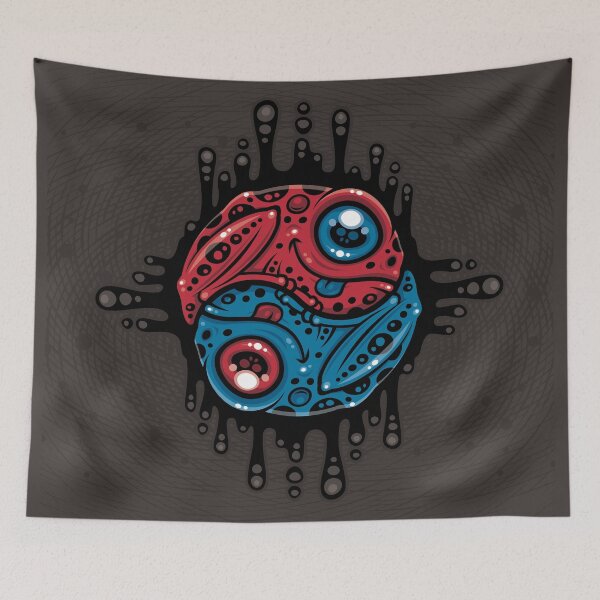 Item preview, Vibrant Red and Blue Poison Dart Frog Yin Yang designed and sold by fizzgig.