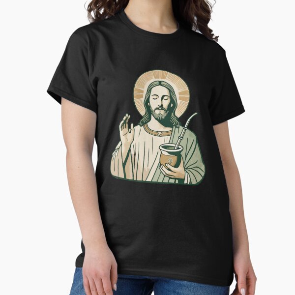 Vista previa del artículo con la obra «Jesús con Yerba Mate», diseñado y vendido por Domiska.