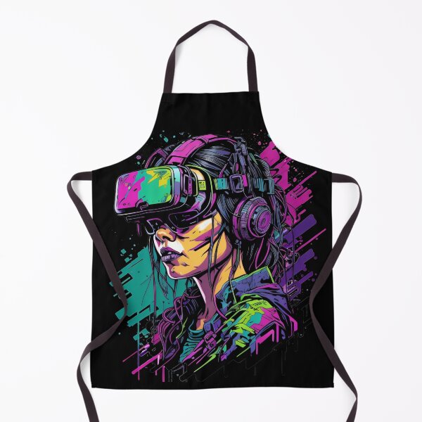 Item preview, Virtual Reality Cyberpunk Girl - Vibrant Futuristic Neon Illustration designed and sold by Kaboom-Tees.