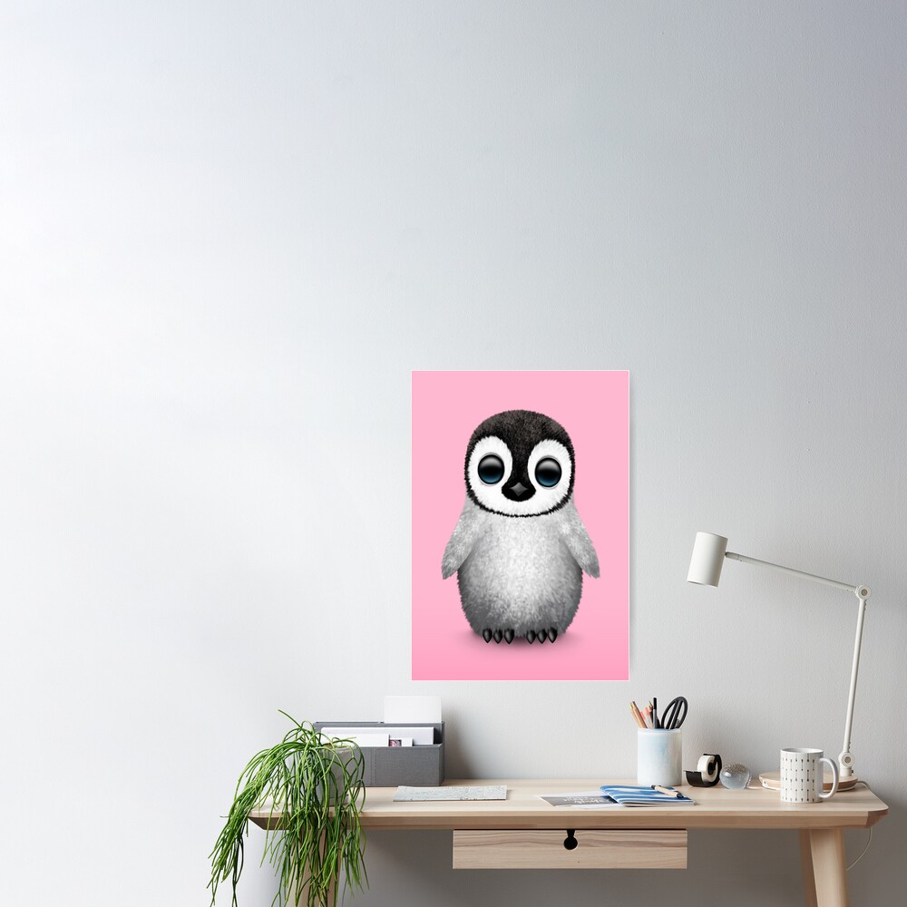 Poster Pingouin Bebe Mignon Sur Rose Par Jeffbartels Redbubble