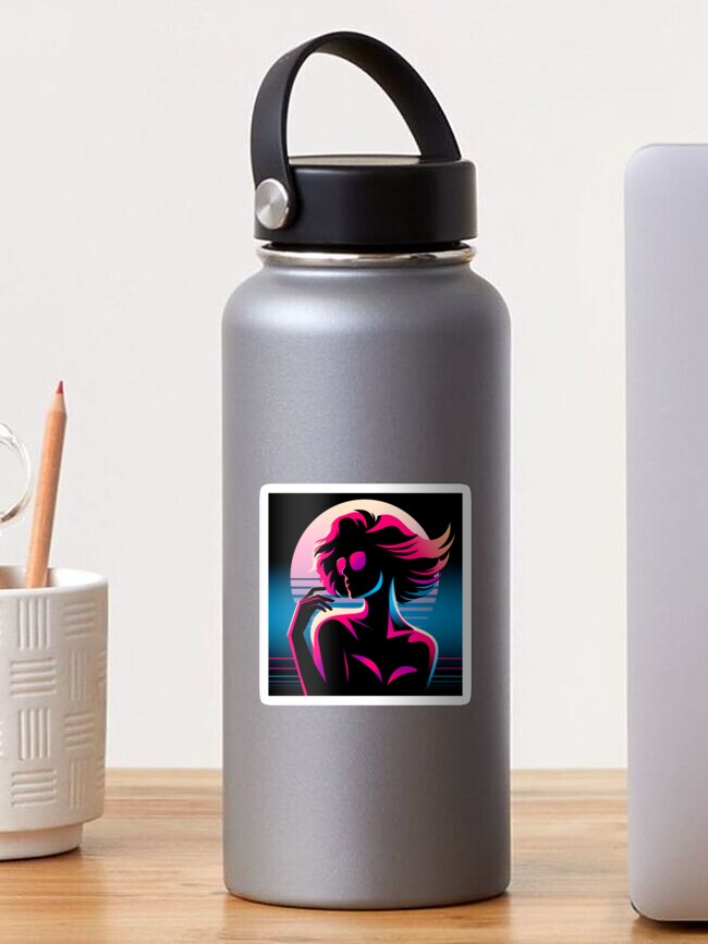 Thumbnail 1 of 3, Sticker, Synthwave Girl designed and sold by djspacegr.