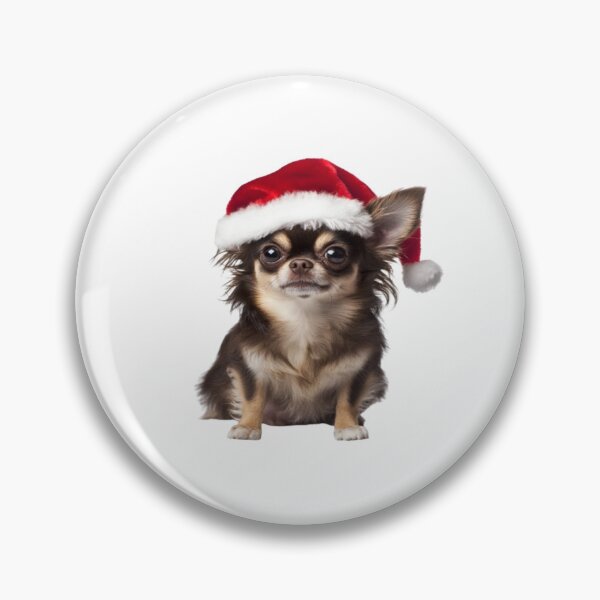 Item preview, Long-Haired Chihuahua in Santa Hat designed and sold by byoungcreations.