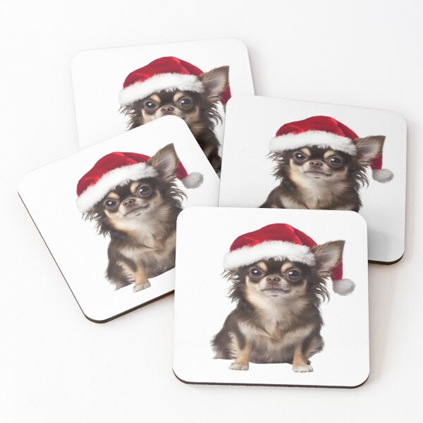 Item preview, Long-Haired Chihuahua in Santa Hat designed and sold by byoungcreations.