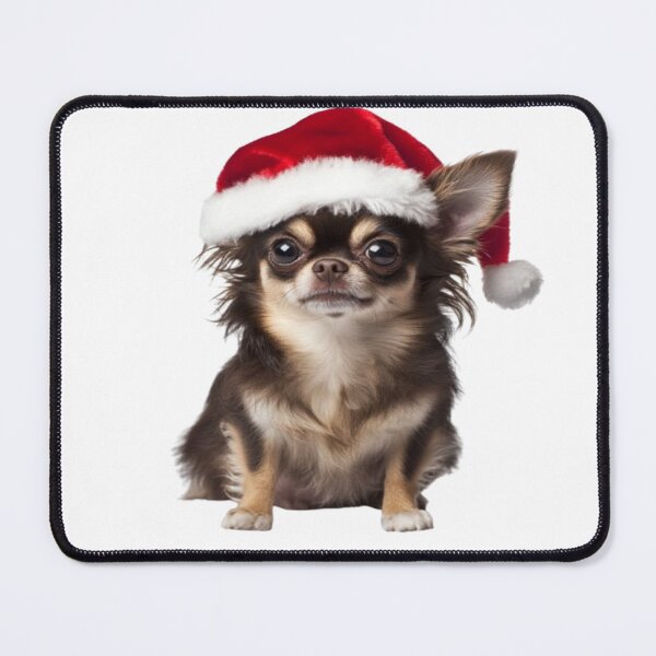Item preview, Long-Haired Chihuahua in Santa Hat designed and sold by byoungcreations.