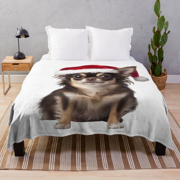 Item preview, Long-Haired Chihuahua in Santa Hat designed and sold by byoungcreations.
