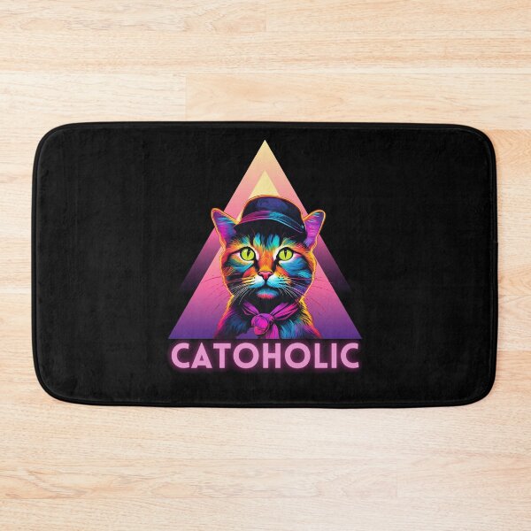 Item preview, Catoholic Neon Cat with Hat for Cat Lover designed and sold by BobHan.