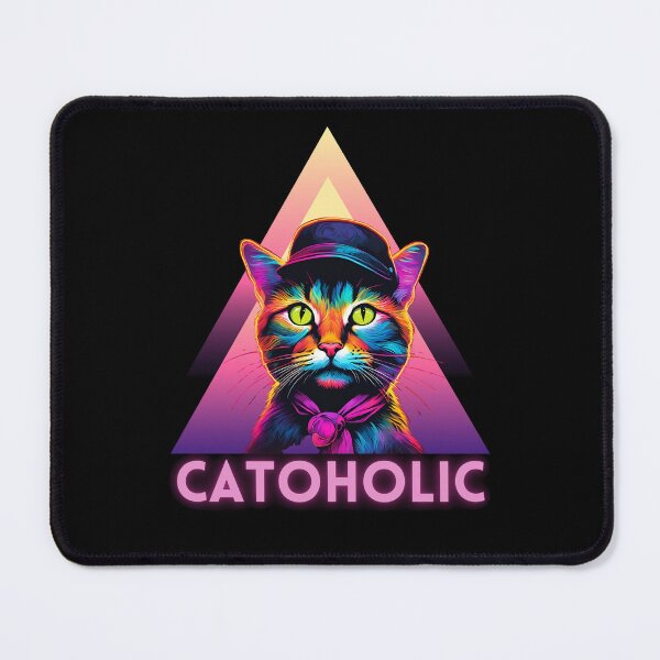 Item preview, Catoholic Neon Cat with Hat for Cat Lover designed and sold by BobHan.