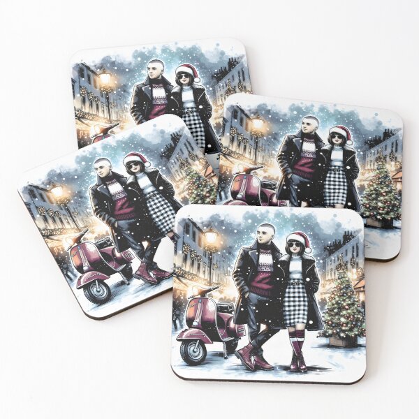 Artikelvorschau, Weihnachts-Scooter-Skinhead-Mod-Ska-Paar entworfen und verkauft von fatbanana.