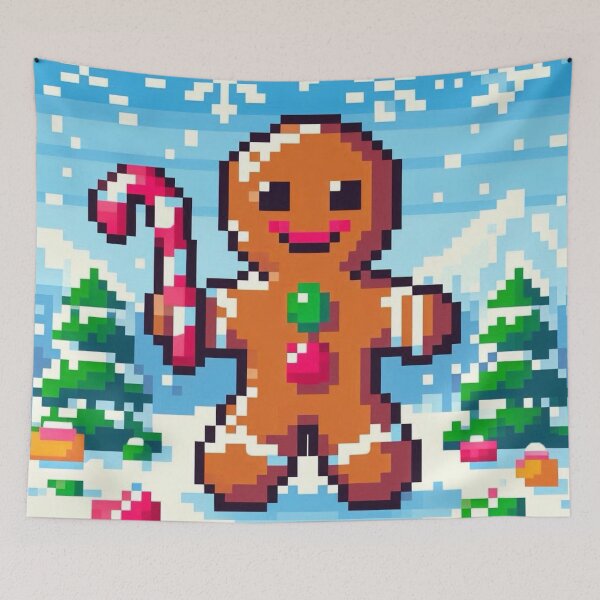 Item preview, Funny and cute pixelated Christmas gingerbread man, Holiday theme, festive cookie, Christmas sweets designed and sold by Sugar Wisdom .