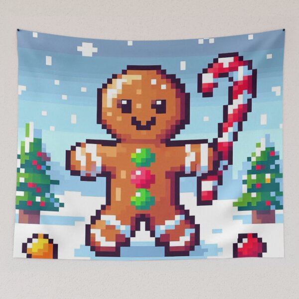 Item preview, Funny and cute pixelated Christmas gingerbread man, Holiday theme, festive cookie, Christmas sweets designed and sold by Sugar Wisdom .