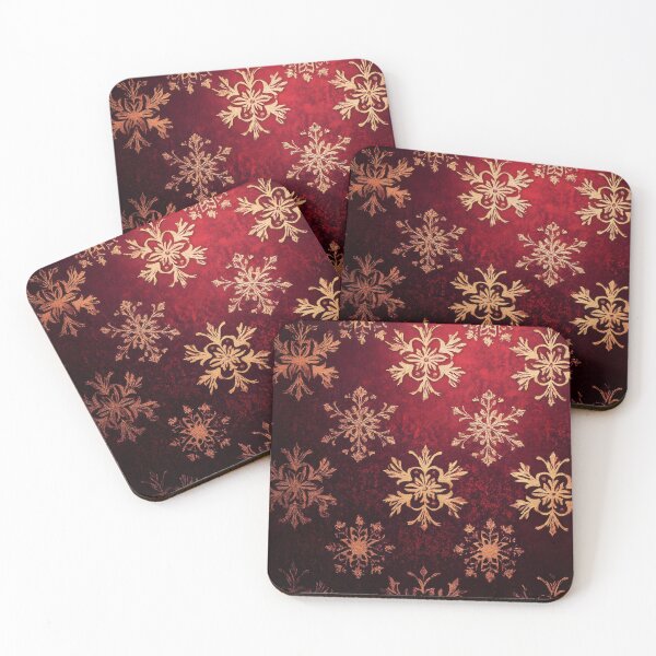 Item preview, holiday season: red and gold winter snowflake designed and sold by Hellva.