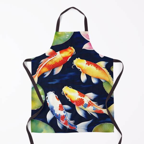 Item preview, Pond with Koi Carp Fish and Water Lilies on a Navy Blue Background designed and sold by Ciervo Primavera.