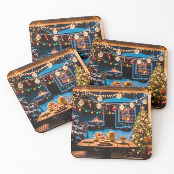 Item preview, Cozy Room With Big Glass Window, Christmas Ambience, Winter Snow, Christmas Tree, Hot Tea, Hot Chocolate< Cookies designed and sold by MyArt23.