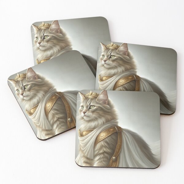 Item preview, A cat dressed as a Greek goddess.Regal cat wearing a crown and royal attire on a soft background, copy space designed and sold by AngelinArts.