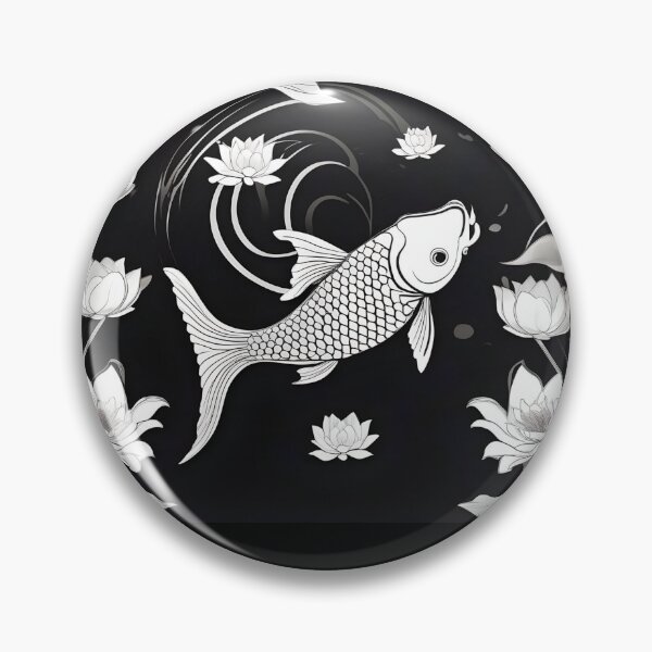 Item preview, Black and White Koi Carp Fish Illustration designed and sold by Ciervo Primavera.