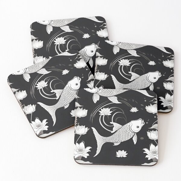 Item preview, Black and White Koi Carp Fish Illustration designed and sold by Ciervo Primavera.