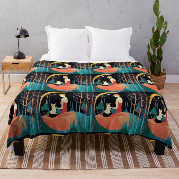 Item preview, A woman with a cat in a mysterious forest. designed and sold by Natalia-Vlad.